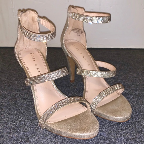 Metallic Rhinestone Strappy Heels - Picture 4 of 7
